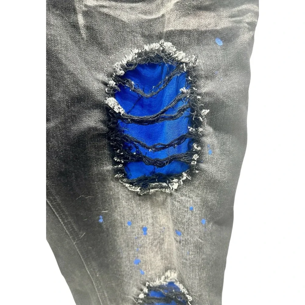 MAKOBI M1969 BONDI SHREDDED JEANS - (BLACK/ Blue) Size 36‎ x 32